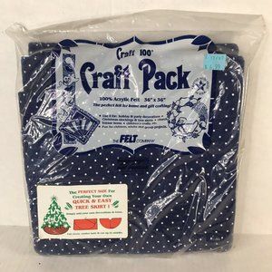 Craft Pack 100% Acrylic Felt Blue Polka Dot Christmas Tree Skirt Sealed 36 x 36